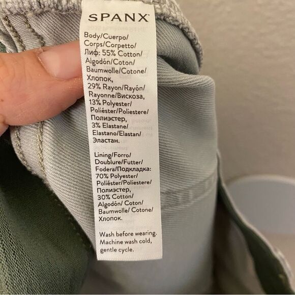 Spanx pull on camo green stonewash shorts stretch mud rise twill 5” size M - Picture 7 of 11